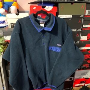 Patagonia Mens XL Synchilla Pullover Snap Sweater Fleece Navy